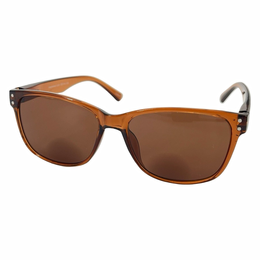 MEyewear Avery Bifocal Reader Sunglasses +2.00 Amber Brown Frame 55mm